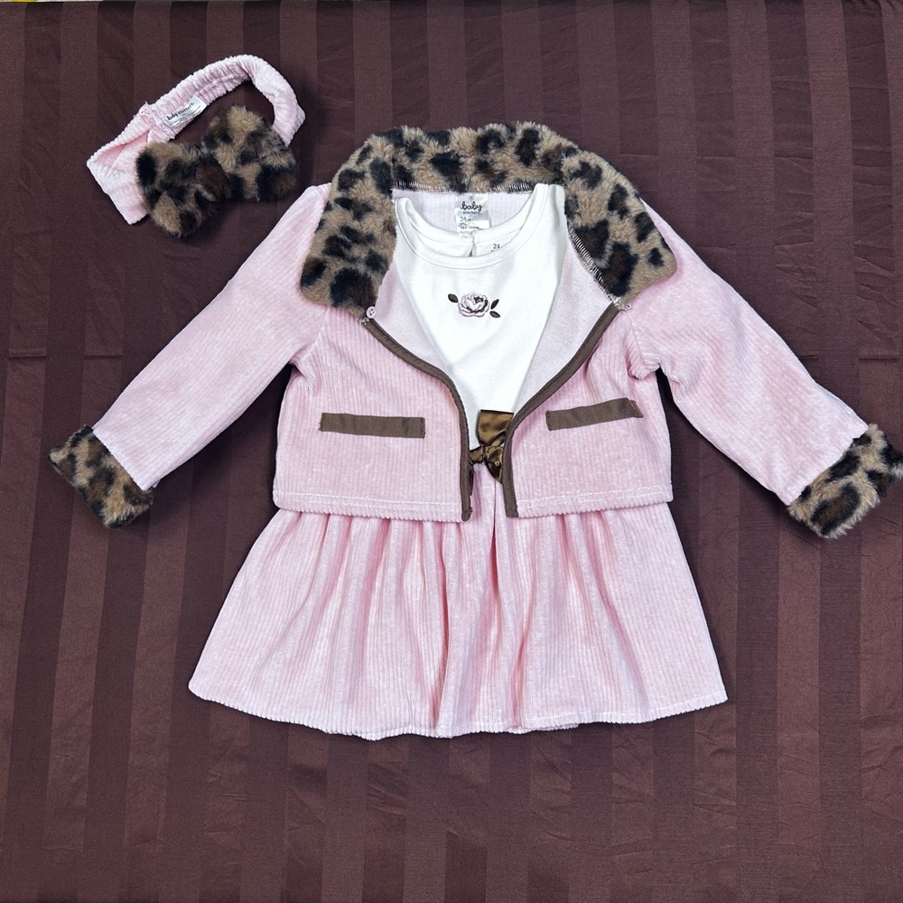 Baby Starters Infant Clothe 3 Pc Set 24 Months Dress and Jacket with Headband - Picture 2 of 13